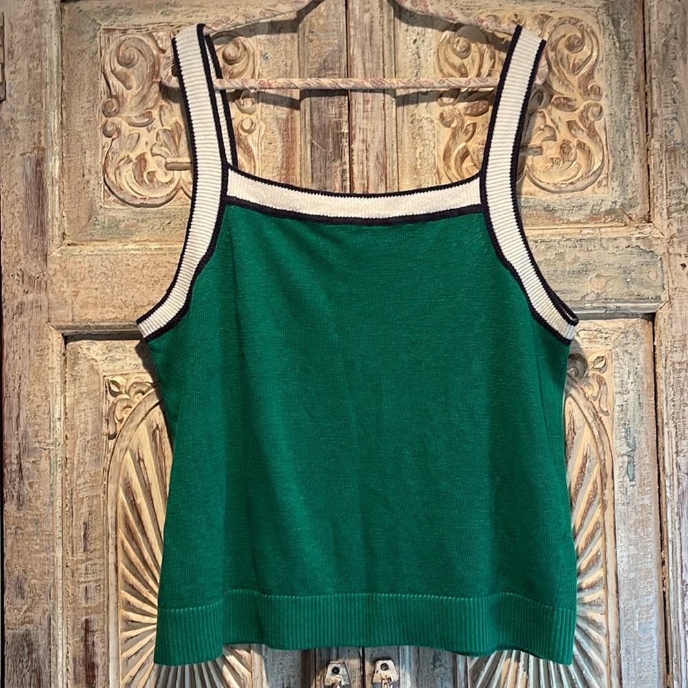 NWT Boden 100% Linen Sweater Tank US 20/22 Navy/White Trim